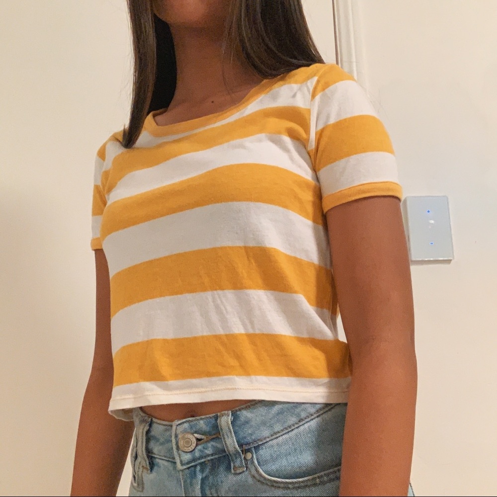 PacSun Basics Yellow Striped T-Shirt